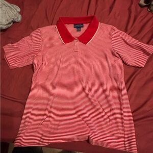 Charter Club Red & White Striped Polo Shirt